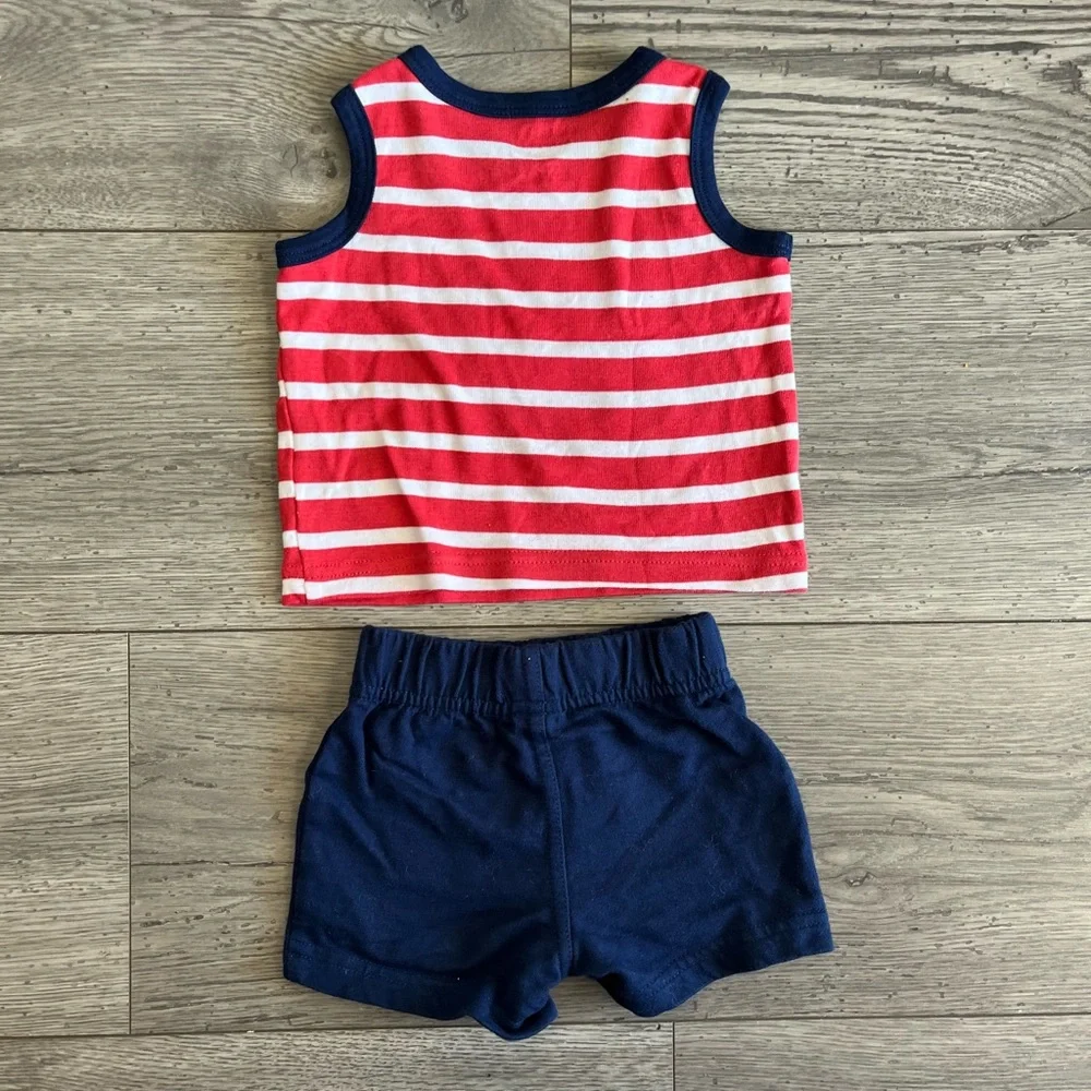 Carter’s Just One You Tank Top Shorts Baby Boy Summer Outfit Stripes 4th of July - Picture 2 of 5